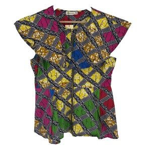 Shenbolen Womens Sleeveless Top 3XL Bright Colorful African Inspired Art to Wear